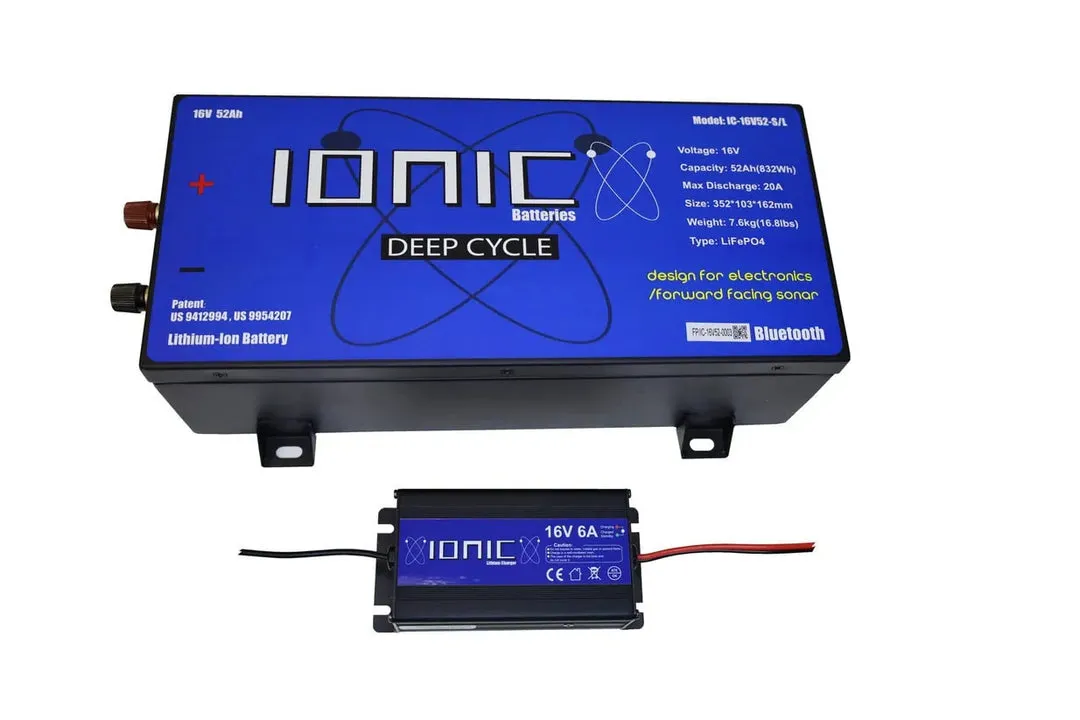 Ionic Lithium 16V 52Ah | Marine Electronics/Sonar LiFePO4 Battery + Charger - Image 2